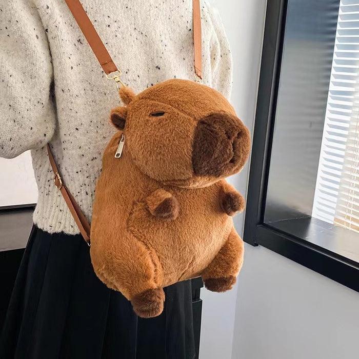 Wholesale Plush Capybara Backpack Cute Crossbody Handbag Female Cartoon Student Small Backpack
