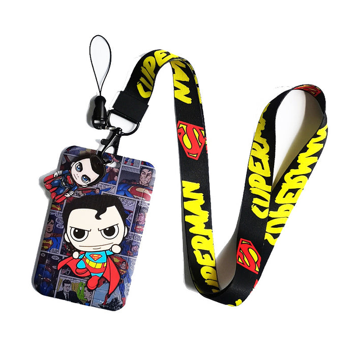 Wholesale Cartoon Superhero Bus Pass Holder With Neck Lanyard ABS Material Trendy Fashion Accessory