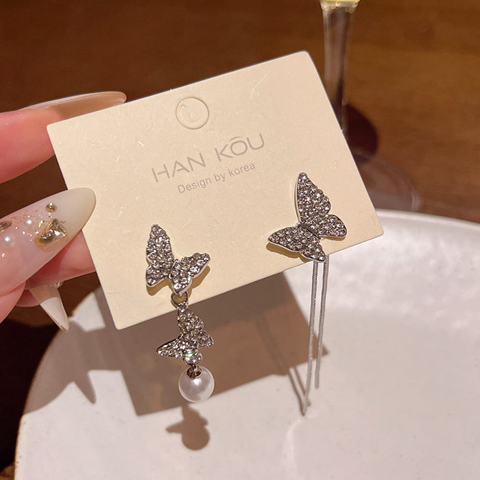 Wholesale Crystal Butterfly Pearl Earrings