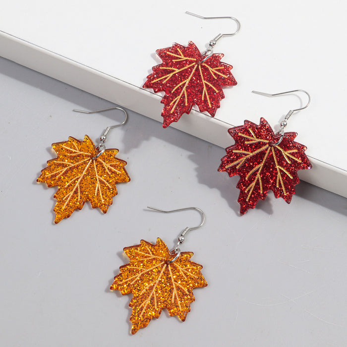 Wholesale Maple Leaf Acrylic Print Earrings JDC-ES-ChouD025