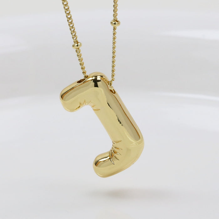 Wholesale 2PCS 18k Brass Glossy Balloon 26 English Letter Necklace JDC-NE-BaiYi006