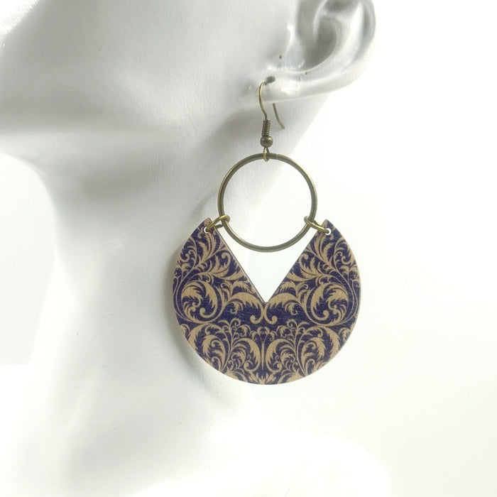 Wholesale Wood Printed Bohemian Stripe Stitching Earrings JDC-ES-Yinxue004