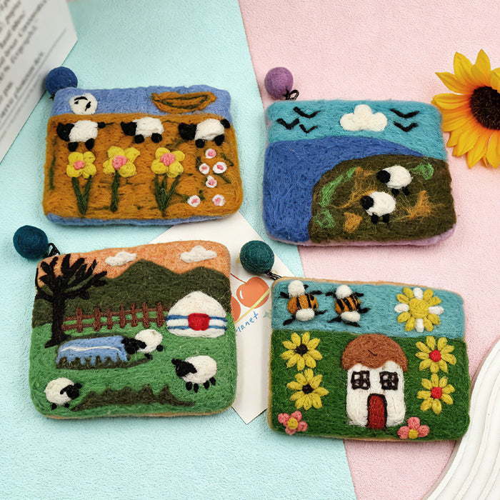 Wholesale Modern Felt Sheep Coin Purse Cute Cartoon Animal Phone Bag MOQ≥10