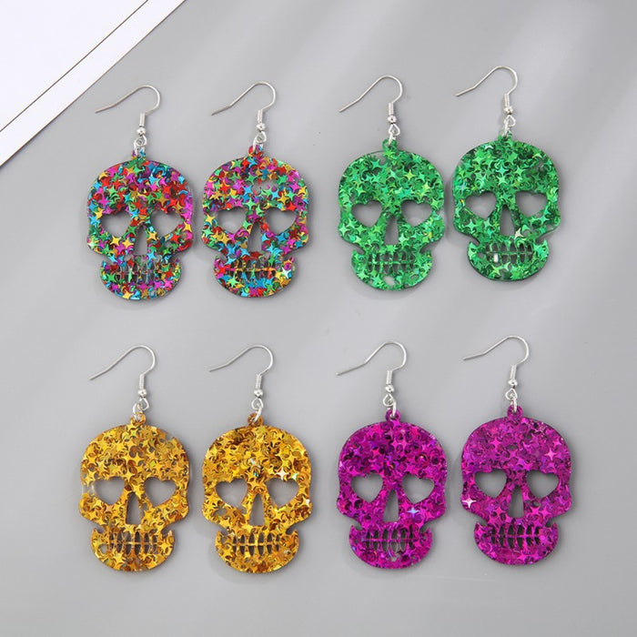 Wholesale Star sequins acrylic earrings women' s simple personality  skull pendant plate earrings