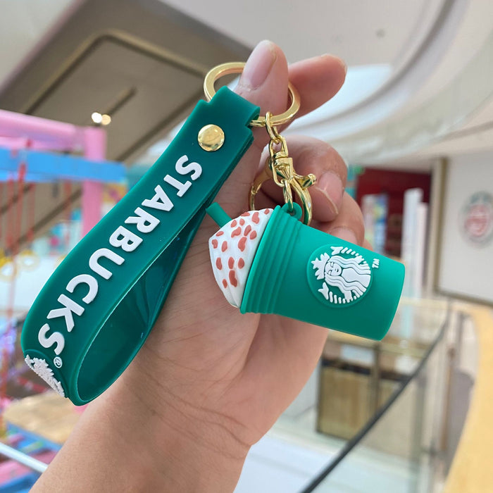 Wholesale Cartoon Starbucks Milk Tea Silicone Keychains JDC-KC-PengYu001