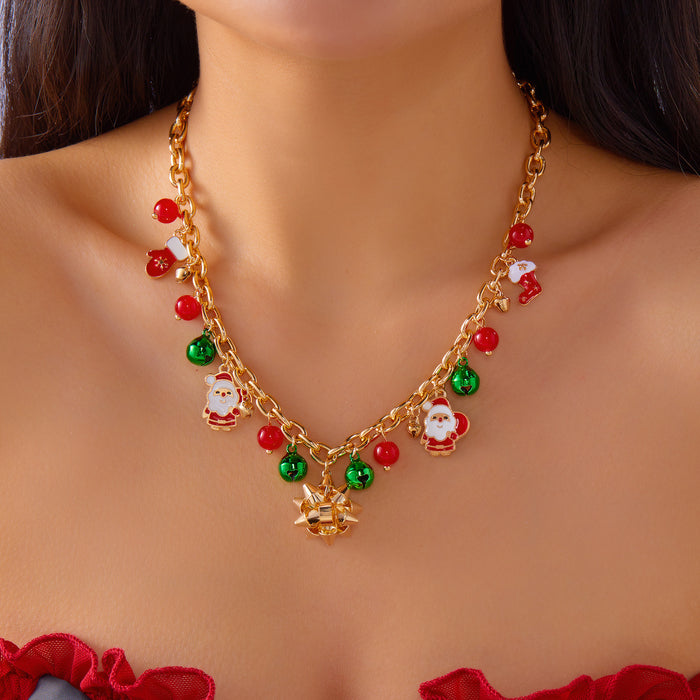 Wholesale Christmas Santa Snowman Pendant Necklace Travel Souvenir Jewelry Accessory Gift