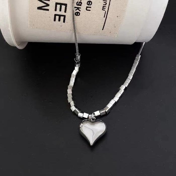 Wholesale Love block necklace, niche design, versatile sweatshirt chain, titanium steel non fading accessory
