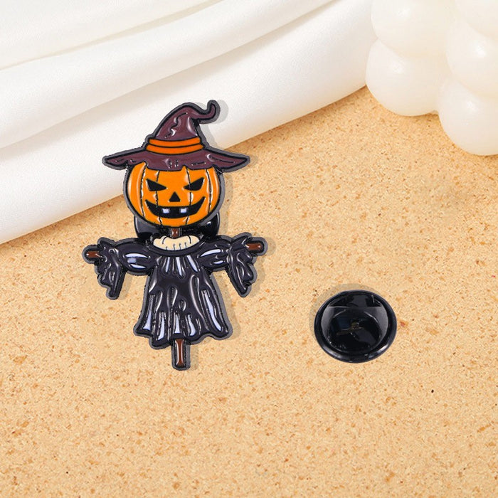 Wholesale  Series Brooch Pumpkin Skull Ghost Alloy Oil Dropping Metal Cartoon Punk Horror Badge