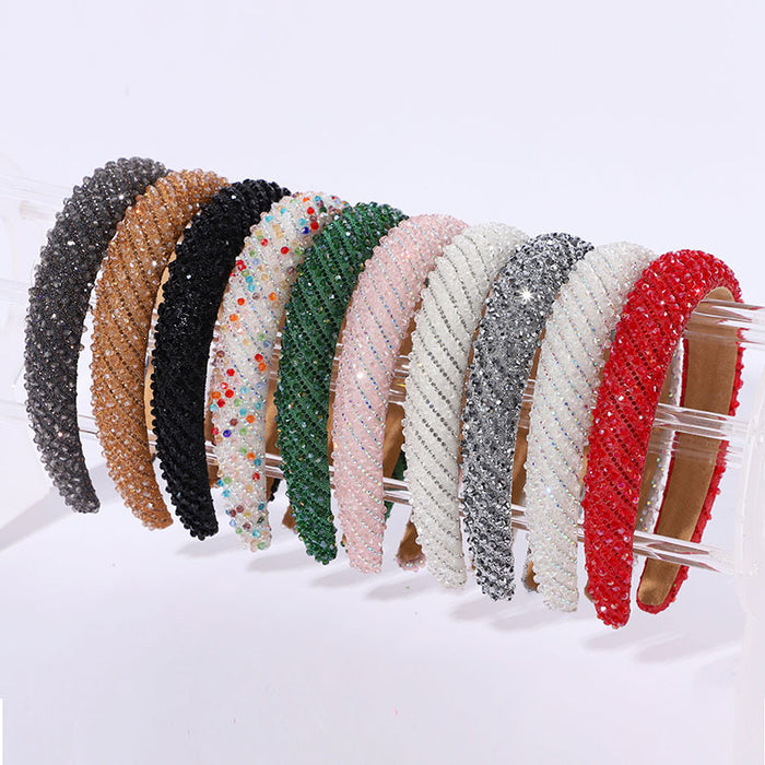 Wholesale Thin diamond headband fashionable and light luxury temperament multi-color headdress hair accessories personality sweet cool cotton headband for women