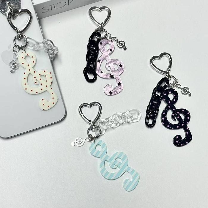 Wholesale Polka dot striped musical note star keychain