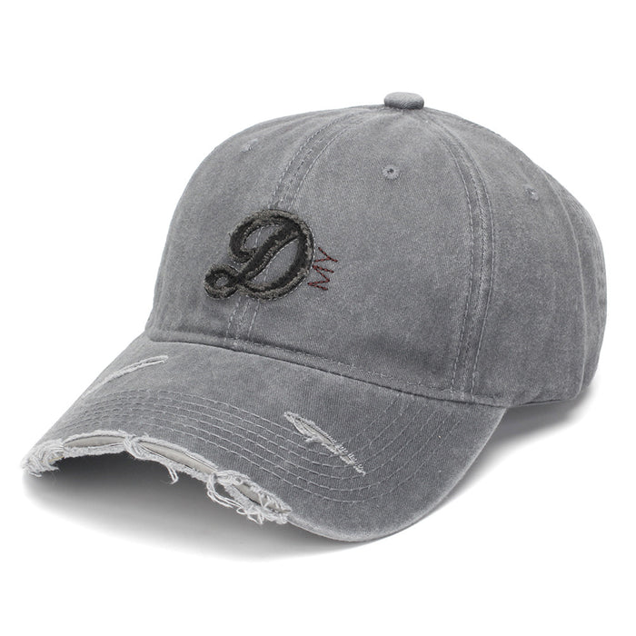 Wholesale Distressed Baseball Cap with Letter D Embroidery Retro Fashion Accessory