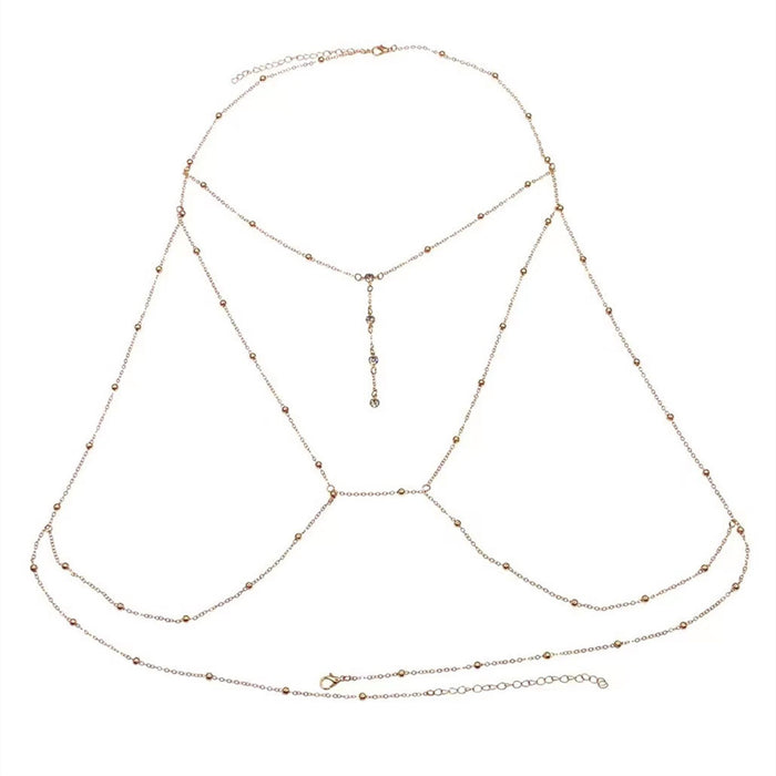 Wholesale  Diamond Garden Bead Chain Body Chain Jewelry Flash Diamond Pendant Tassel Necklace Chest Chain Fashion Women's