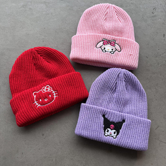 Wholesale Cute Kitten Embroidery Acrylic Knitted Beanie JDC-FH-Kamie009