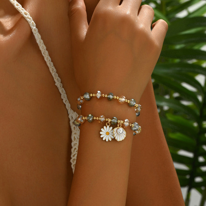 Wholesale jewelry fashion vintage glass beads beaded shell bracelet