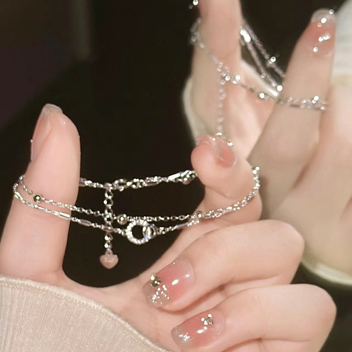 Wholesale  silver Geometric Bracelet Women's All-match Niche Design Double Layer Stacked Wearing Hand Jewelry