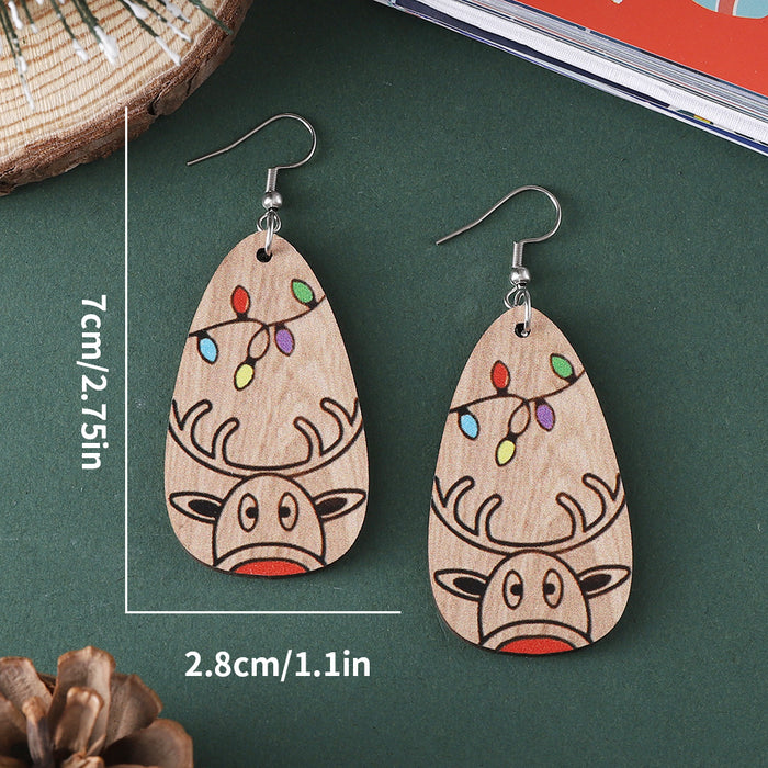 Wholesale Christmas Winter Elk Geometric Pendant Earrings