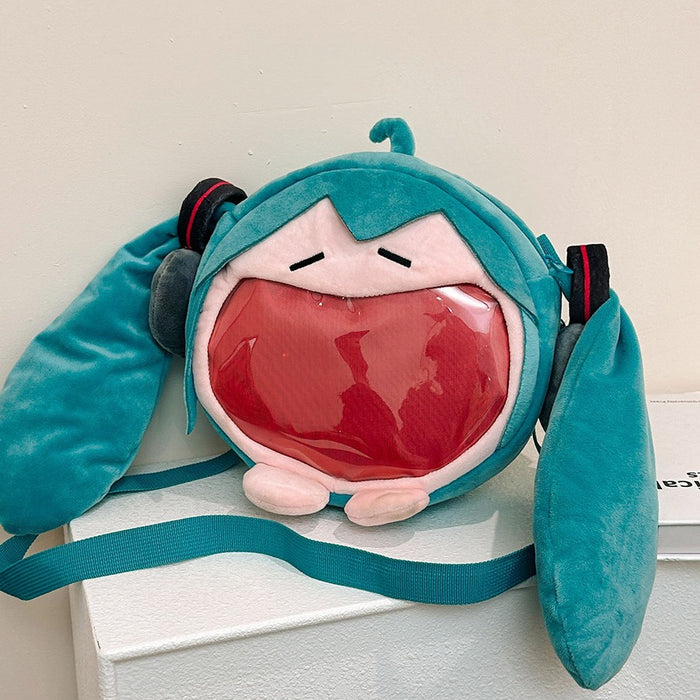 Wholesale cute cartoon plush messenger bag funny soft sister pain bag