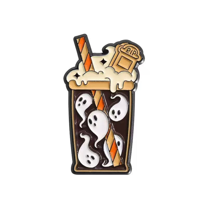 Wholesale  Zinc Alloy Cartoon Brooch Pin Pumpkin Skull Baked Enamel Badge MOQ≥2