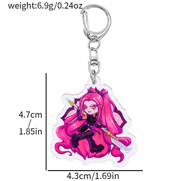 Wholesale Acrylic cute cartoon doubl sided keychain