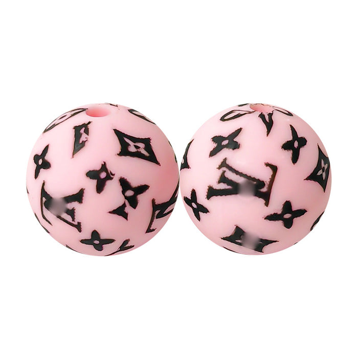 Wholesale 20PCS Round Printed Silicone Beads JDC-BDS-YuMo016