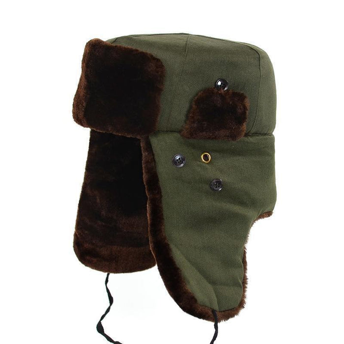 Wholesale Men's Winter Warm Thickened Ear Protection Hat Military Hat Middle-aged and Elderly Cotton Hat Old Man Hat Winter