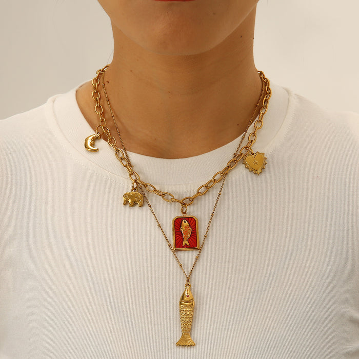 Wholesale Design stainless steel personalized small fish dolphin fashionable casual necklace color preservation wholesale