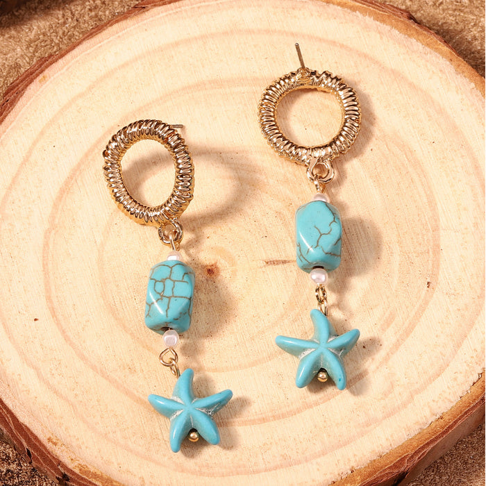 Wholesale fashion personalized turquoise geometric starfish earrings