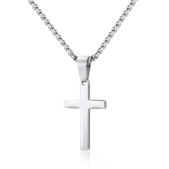Wholesale Stainless steel smooth cross titanium steel jewelry accessories, personalized double-layer layered necklace, sweater chain