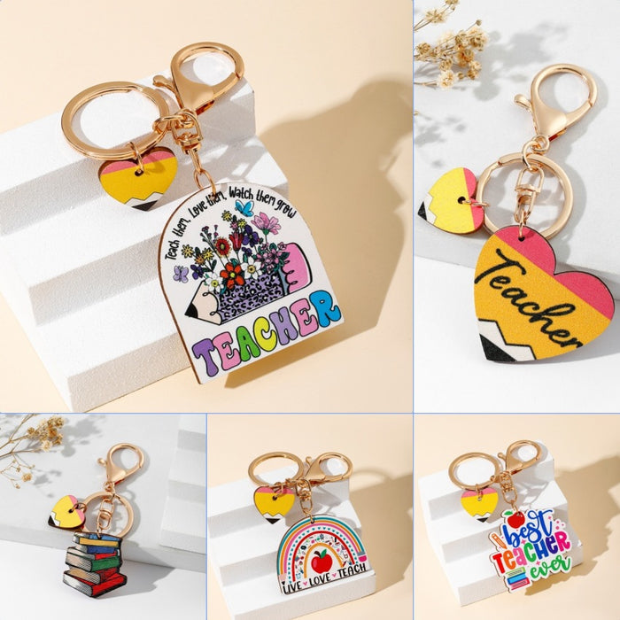 Wholesale Teacher's Day TEACHER Wooden Keychain JDC-KC-RongR023
