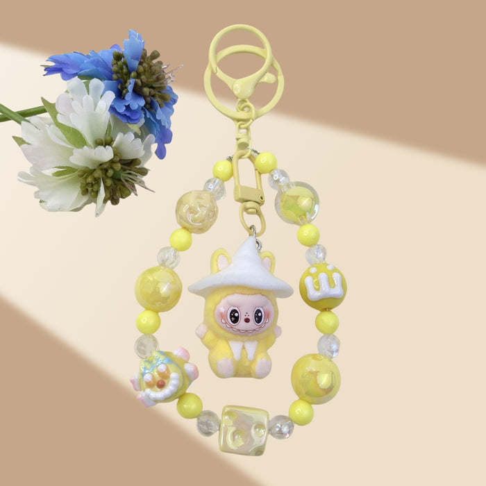 Wholesale Flocked Wizard Beaded Keychain