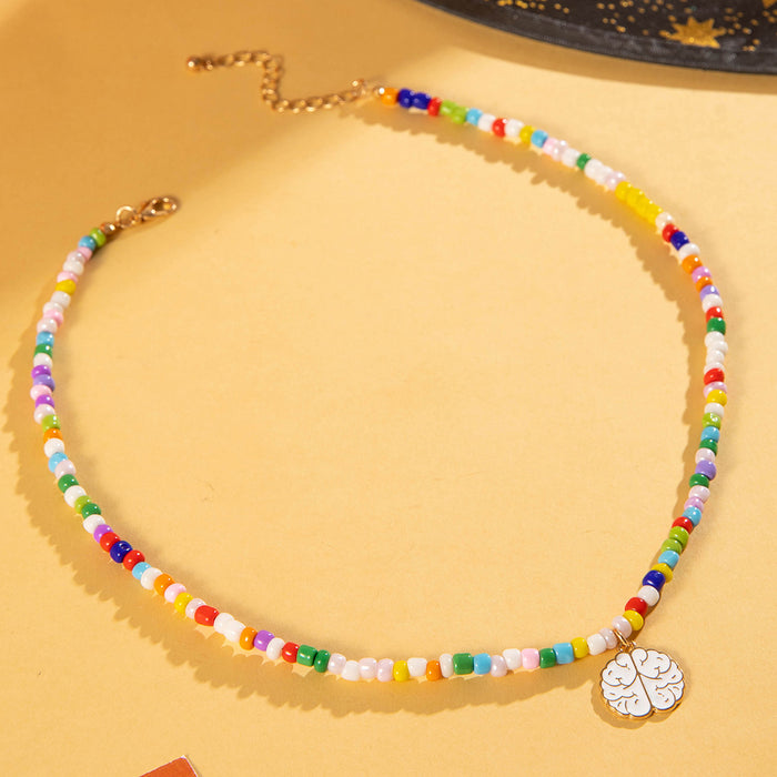 Wholesale Ghost Skull Beaded Necklace Dripping Oil Pendant Handmade Boutique Resale MOQ≥2