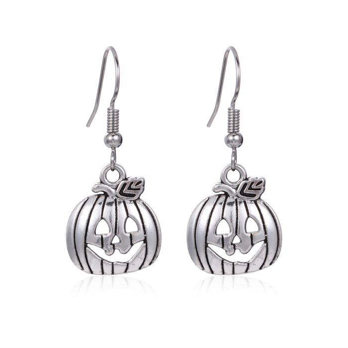 Wholesale 3pcs Halloween Series Skull Pumpkin Zinc Alloy Diamond Earrings JDC-ES-BinL010