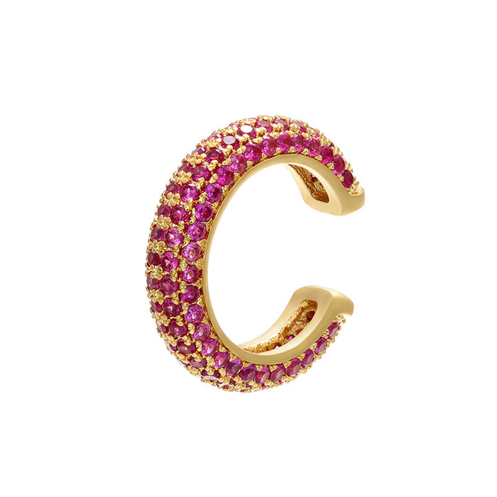 Wholesale Gold Plated Copper Ear Cuff with Colored Zircon Simple Style Fashion Accessory MOQ≥2