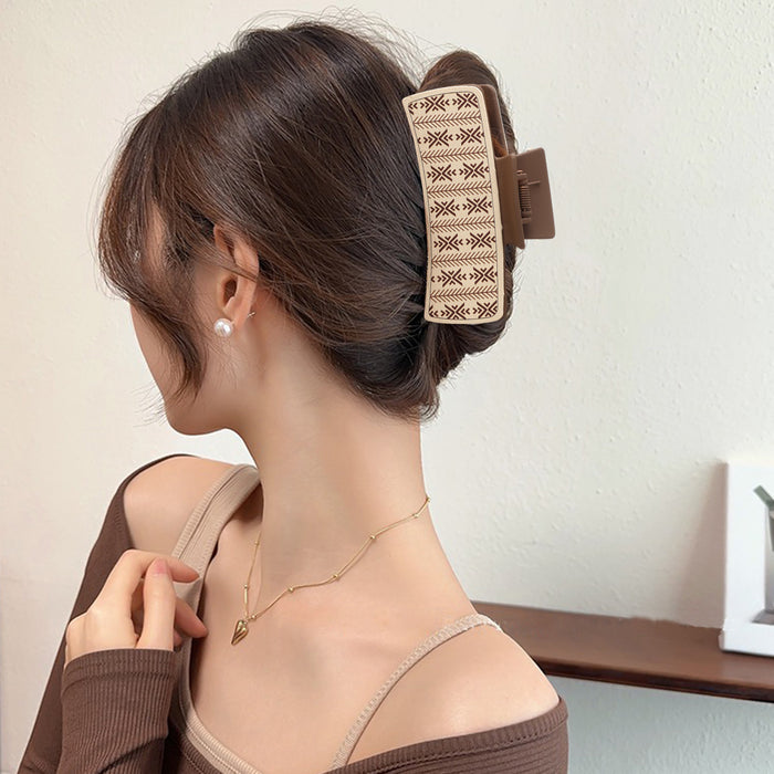 Wholesale Retro PU Shark Clip Grab Clip Hairpin Women' s Simple Back Head Hair Accessories