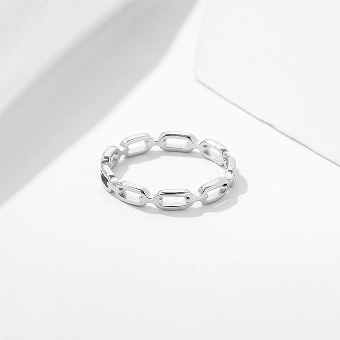 Wholesale 5pcs Hollow out small chain ring,  unique rectangular chain stainless steel necklace