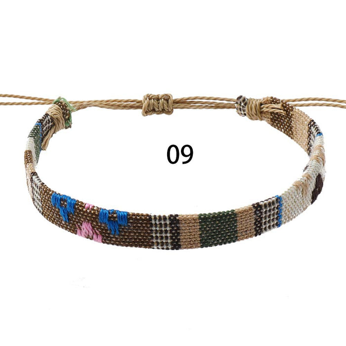 Wholesale Bohemian Cotton and Linen Fabric Braided Bracelet Colorful Ethnic Style Simple Knot Bracelet JDC-BT-XH010