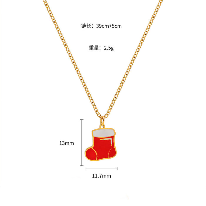 Wholesale Christmas Cartoon Oil Dripping Creative Design Necklace