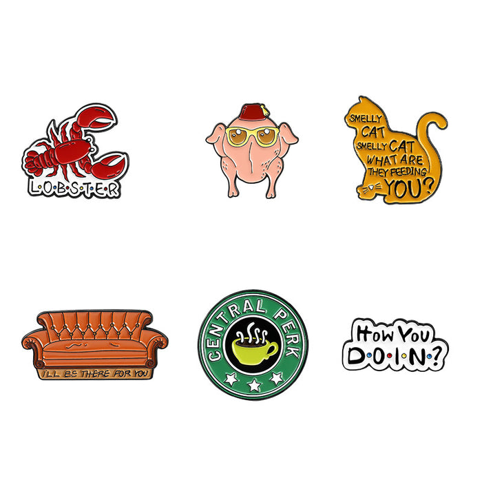 Wholesale Modern Cartoon Cat Sofa Letter Brooch Pin Zinc Alloy Casual Fashion Accessory MOQ≥2