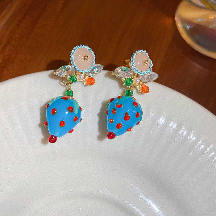 Wholesale Alloy Cherry Earrings Cute Design Fashion Jewelry Accessory