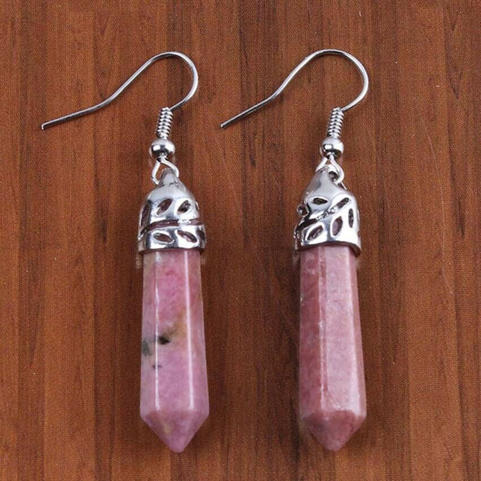 Wholesale Earrings Natural Crystal Natural Gemstone Hexagonal Post JDC-ES-YinW003