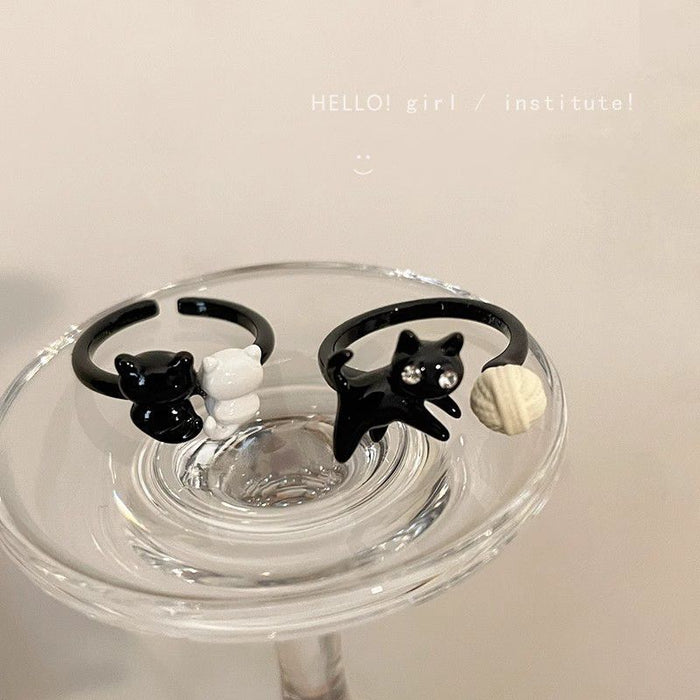 Wholesale black cat ring female open ring  suit index finger ring