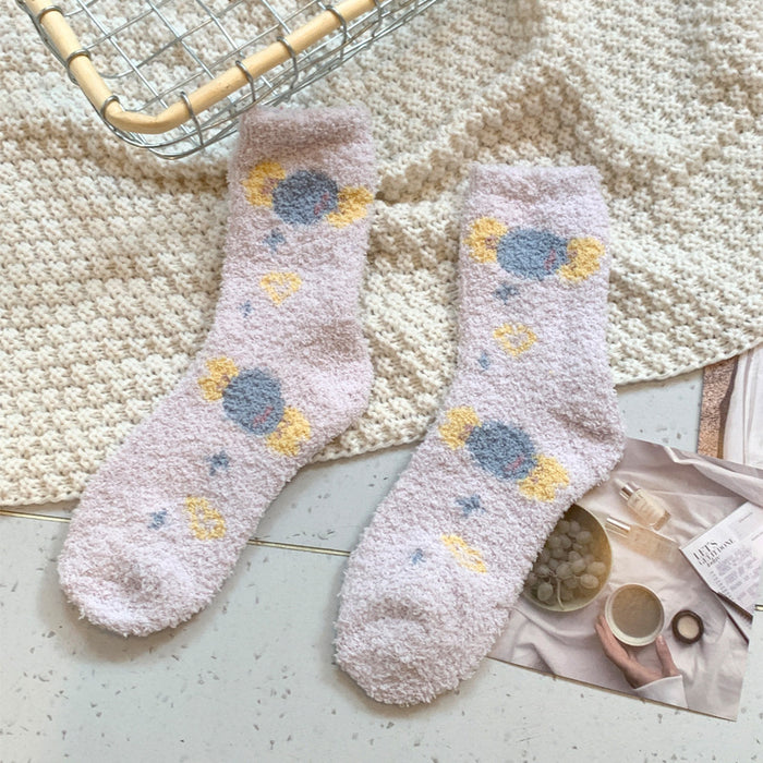 Wholesale Coral fleece socks, plush cotton socks, thickened home bedding, warm sleep, plush floor socks