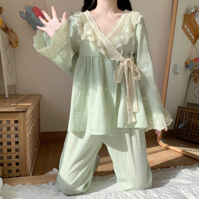 Wholesale Pajama long sleeved set, retro kimono, high-end home wear