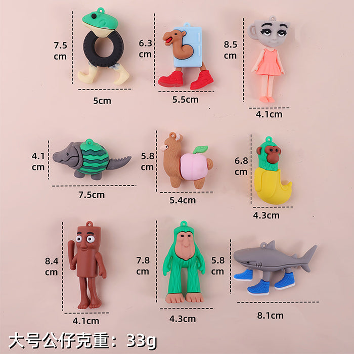 Wholesale Doll keychain funny abstract stick man shark small pendant