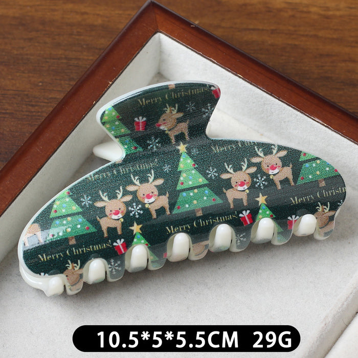 Wholesale Sweet Christmas Plaid Bear Large Plastic Hair Claw Clip Stylish Fashion Accessory For Women Great Gift Or Boutique Resale