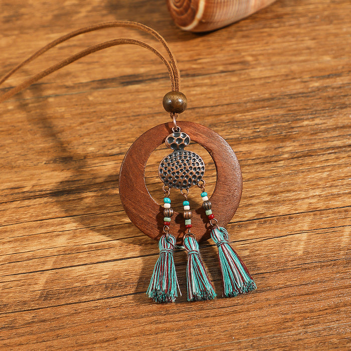 Wholesale Ethnic Literary Retro Tassel Flower Shell Necklace Fashion Accessory Gift MOQ≥2