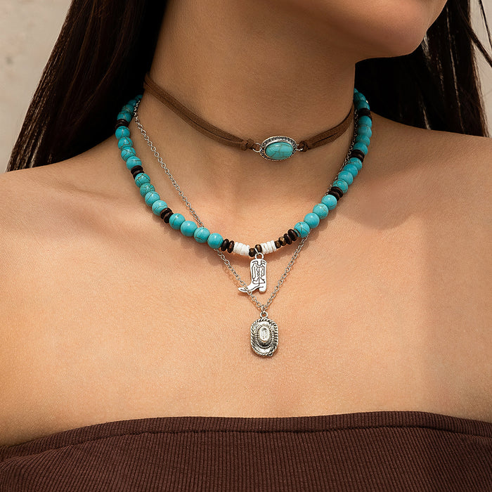 Wholesale Vintage collarbone chain niche bead necklace set accessories
