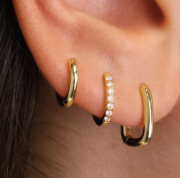 Wholesale Real gold copper set with zircon and full diamond earrings, single ear set, circle set with diamond earrings