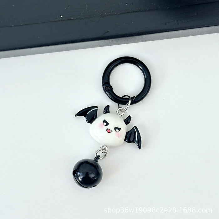 Wholesale Plastic Resin  Ghost Bat Black Cat Bell Keychain Chic Cartoon Luggage Charm For Bag Decor