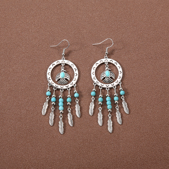 Wholesale Alloy Bohemian Tassel Long Ethnic Style Earrings JDC-ES-Gumi009